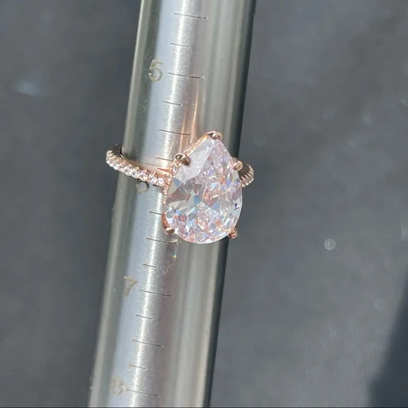 🌟🌟SOLD ITALO JEWELRY rose gold classic PEAR engagement ring brilliant stobox 6 - Picture 15 of 15